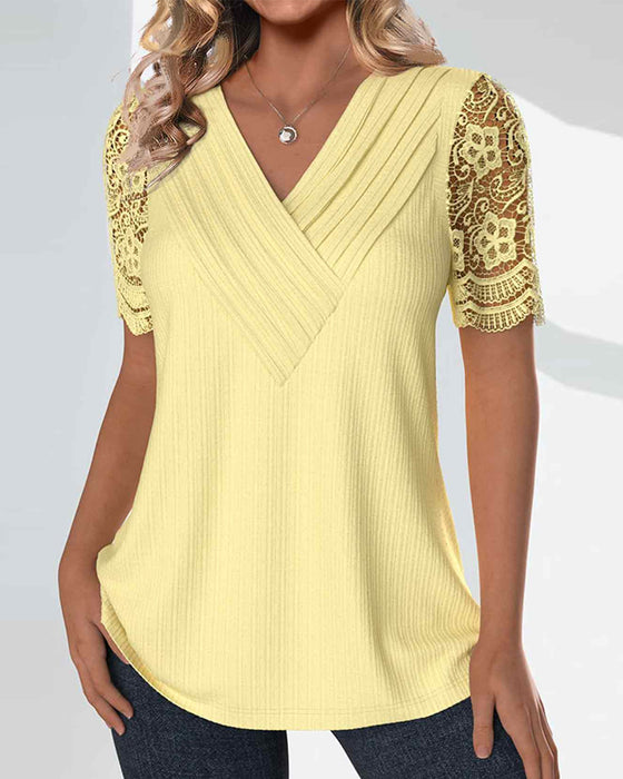 Kortermet blonde patchwork topp