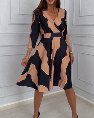 Vintage A-linje kjole med trykk