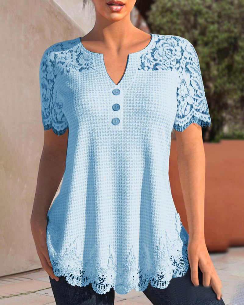 T-skjorte med kortermet blonder