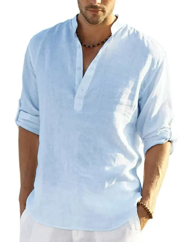 Herreskjorte i bomull og lin