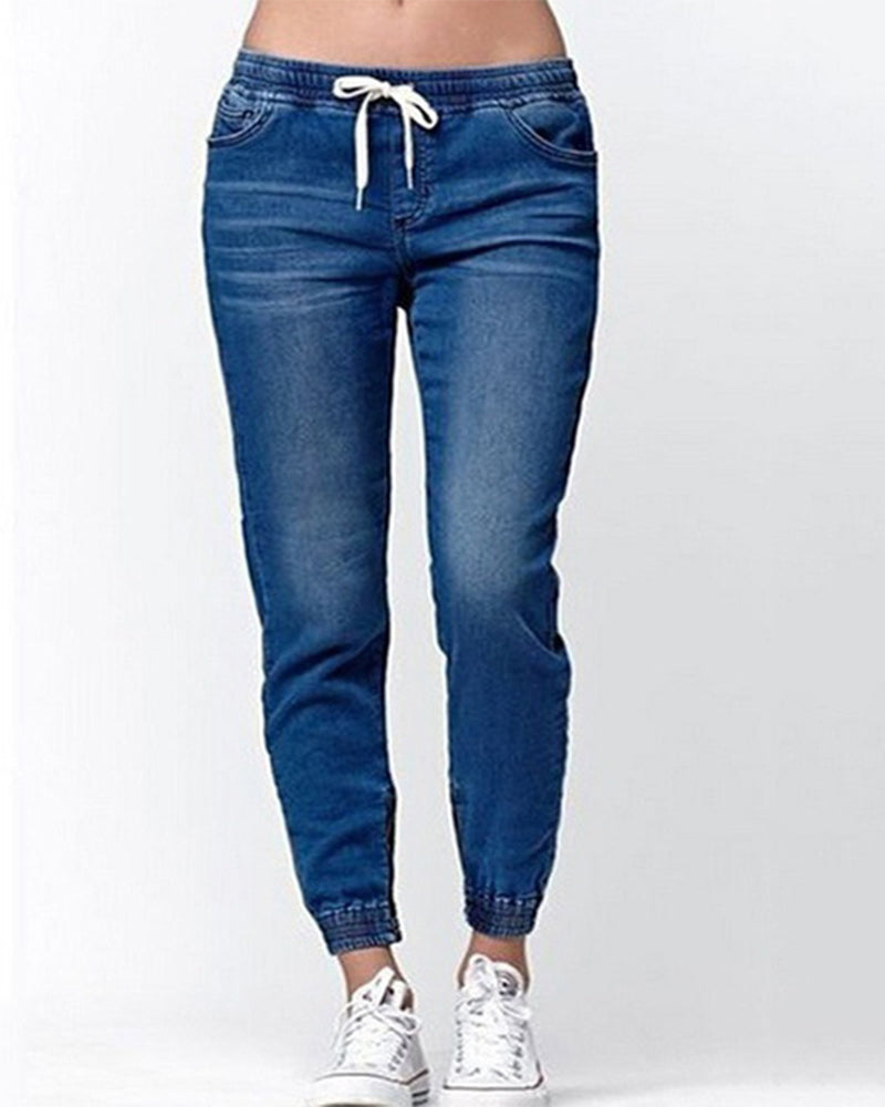 Ensfarget denimbukse