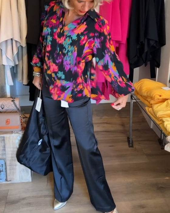 Personlig trykt elegant langermet bluse
