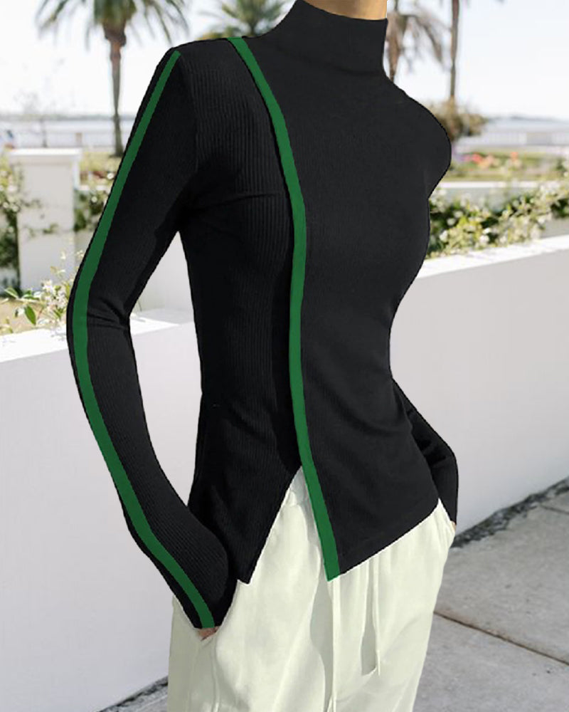 Genser med turtleneck og patchwork