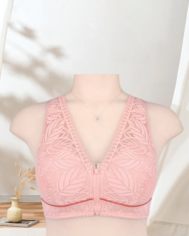 Blonde BH med foran lukking med glidelås