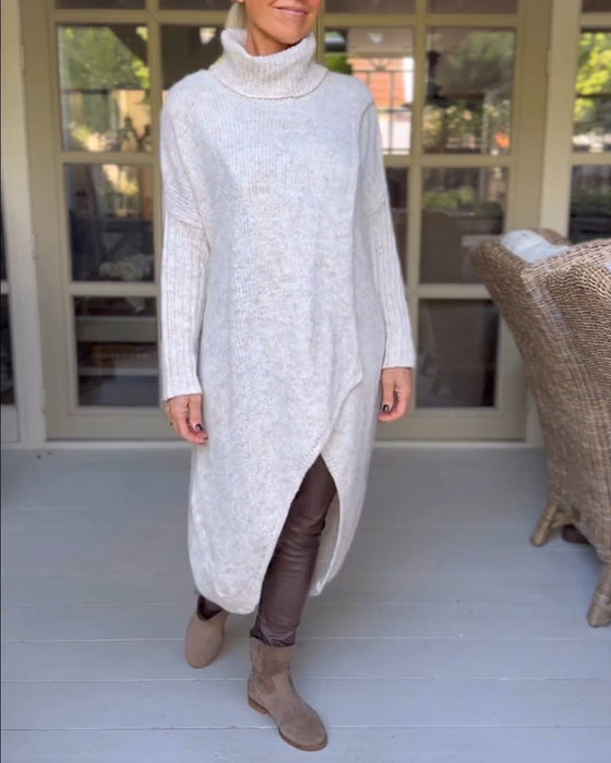 Pullover med høy nakke og lang