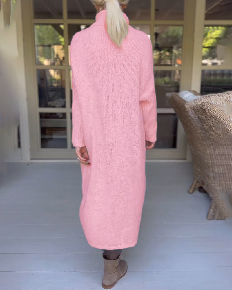 Pullover med høy nakke og lang