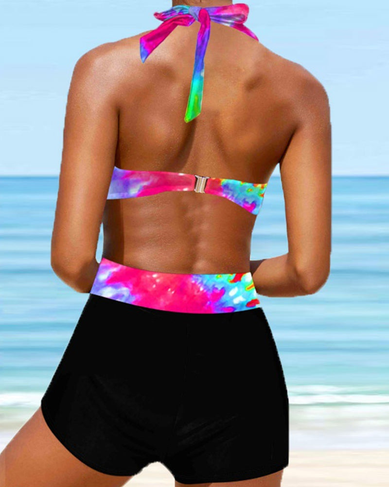 Halterneck crossbikini med stropper