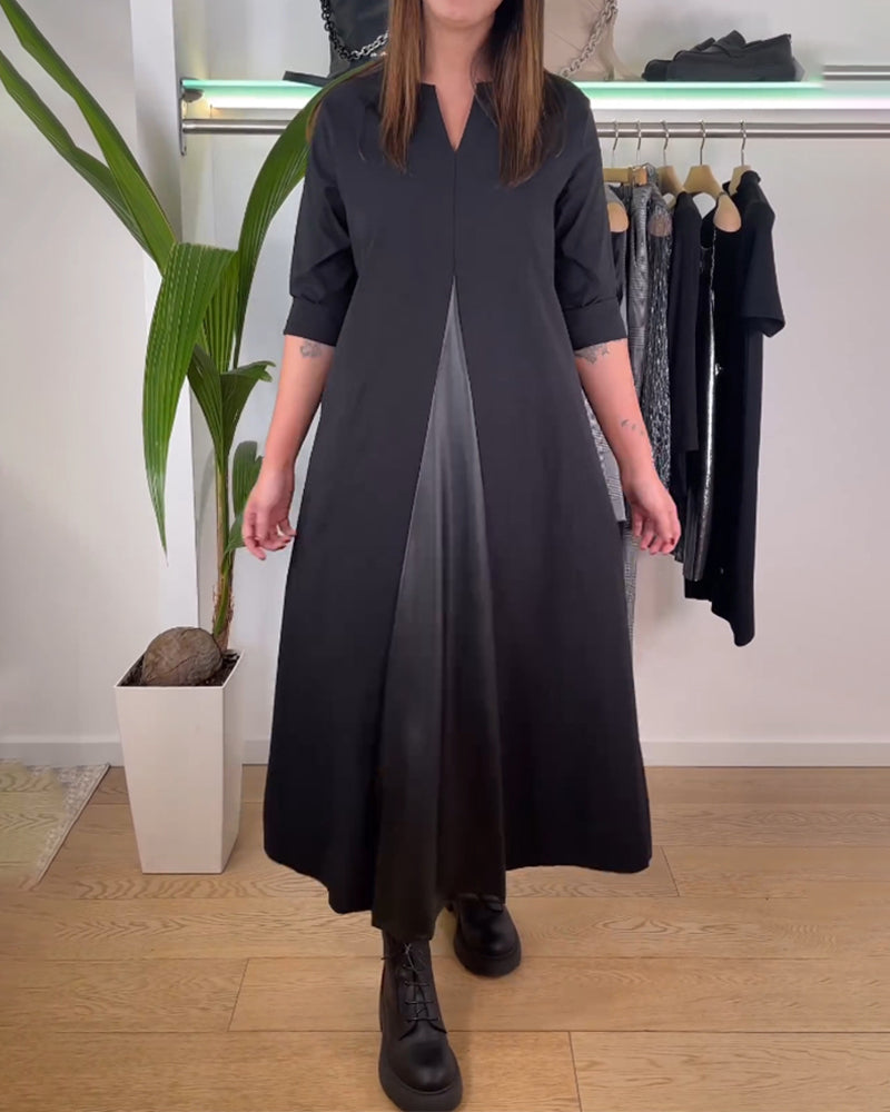 Uformelt patchwork ensfarget kjole