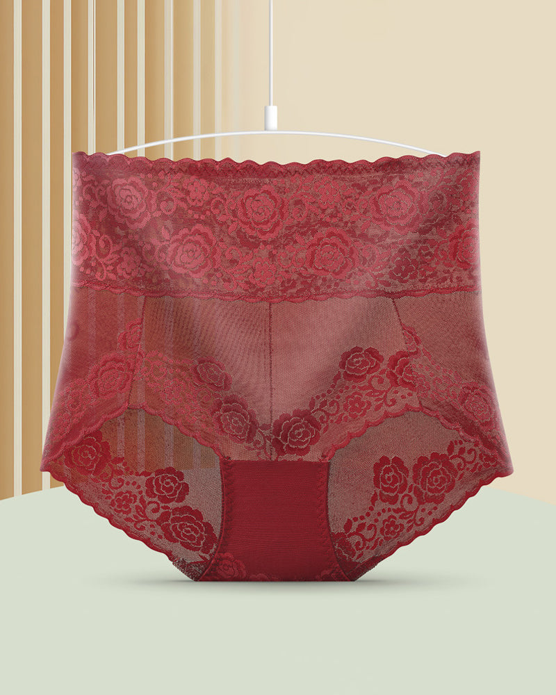 Truser med høy midje i blonder