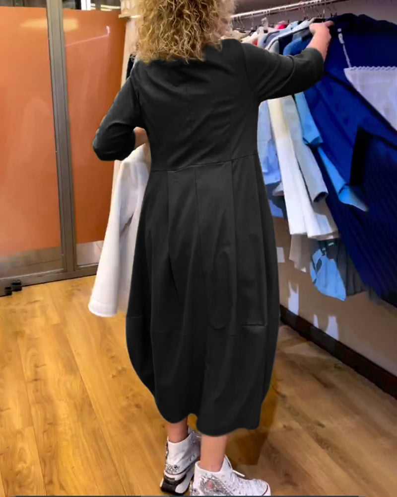 Rund hals 2/3-ermet kjole