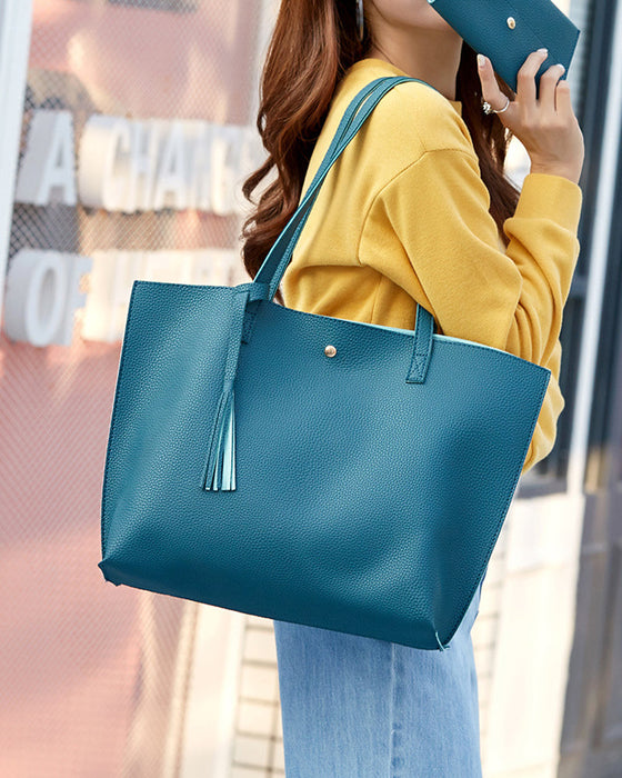 Kapasitet med ensfarget dusk skulderveske med stor