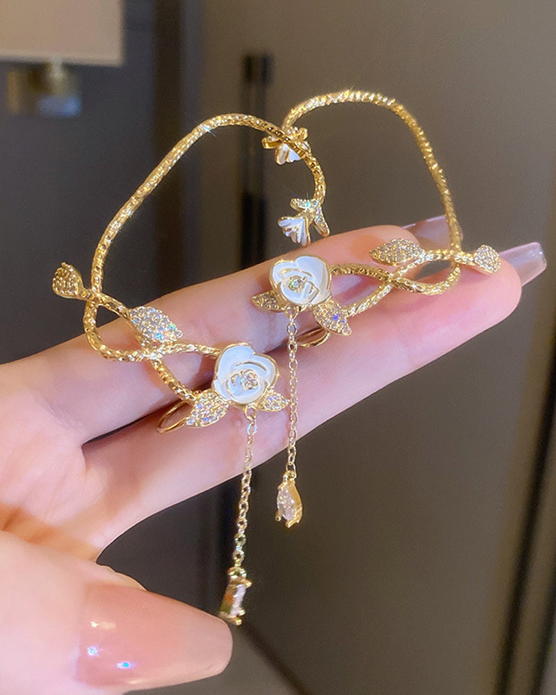 1 stk rhinestone blomsterbladmønster dusk øreklatrer