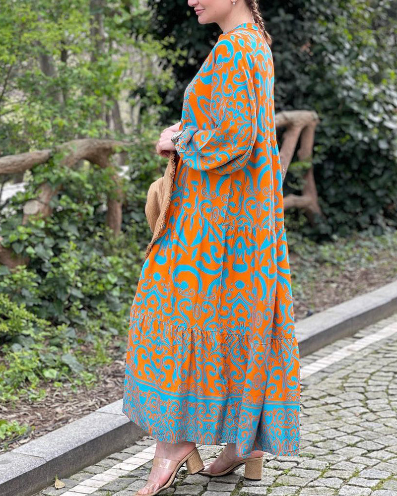 Uformell lang kjole i premium print