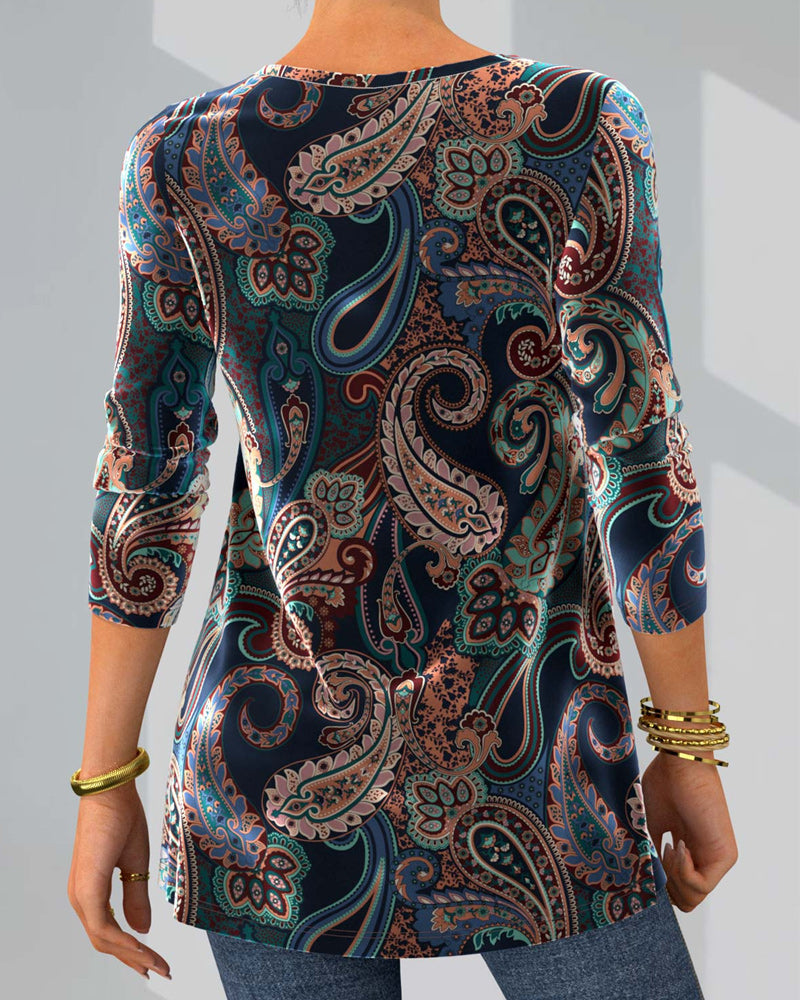 Bluse med Paisley-print