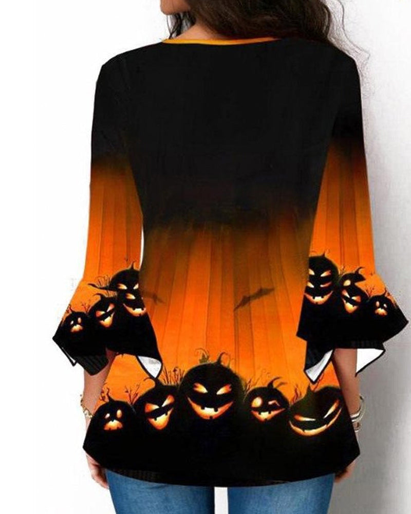 Topp med uregelmessig halloween-print