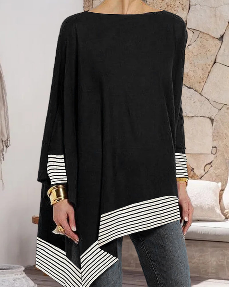 Topp med stripete paneler og lange ermer