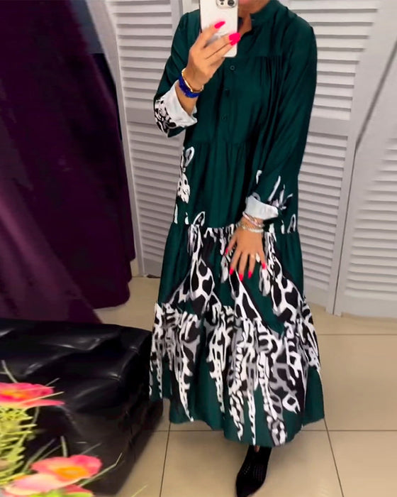 Uformell lang kjole med trykt knapp