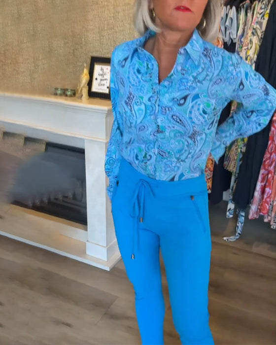 Langermet ferieskjorte med trykk