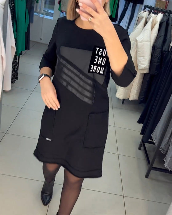 print Shift kjole med lomme