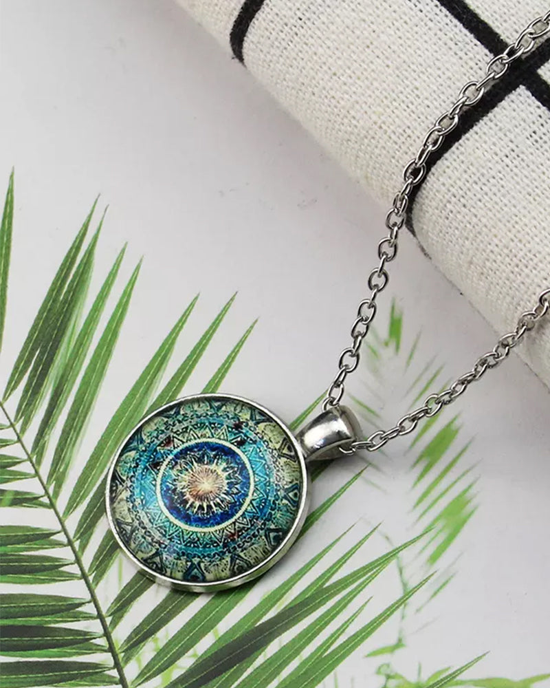 Mandala blomst halskjede sett