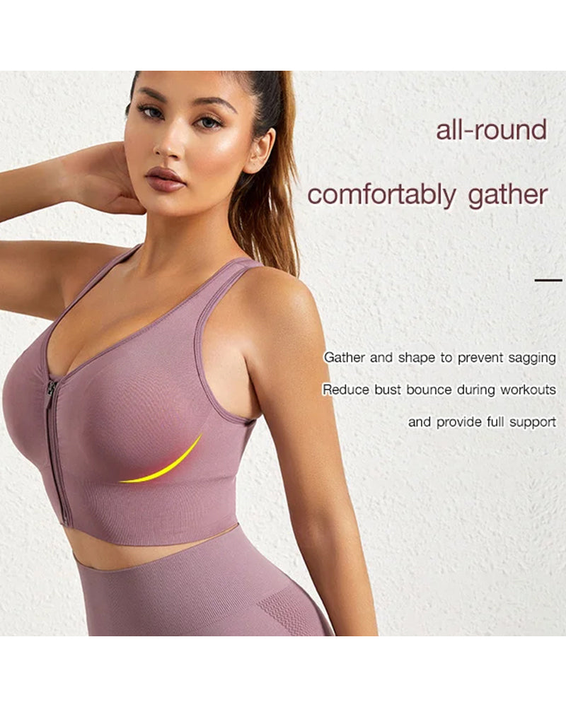 Vest sports-bh med glidelås