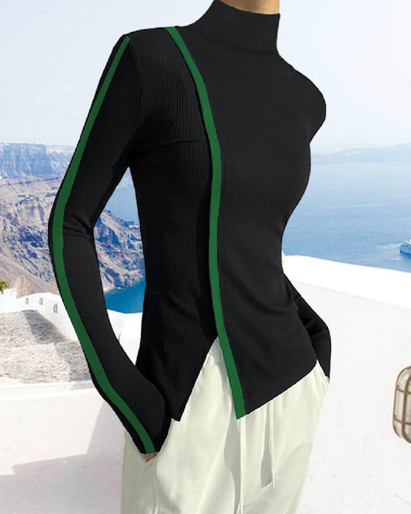 Genser med turtleneck og patchwork