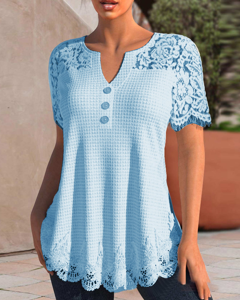 T-skjorte med kortermet blonder