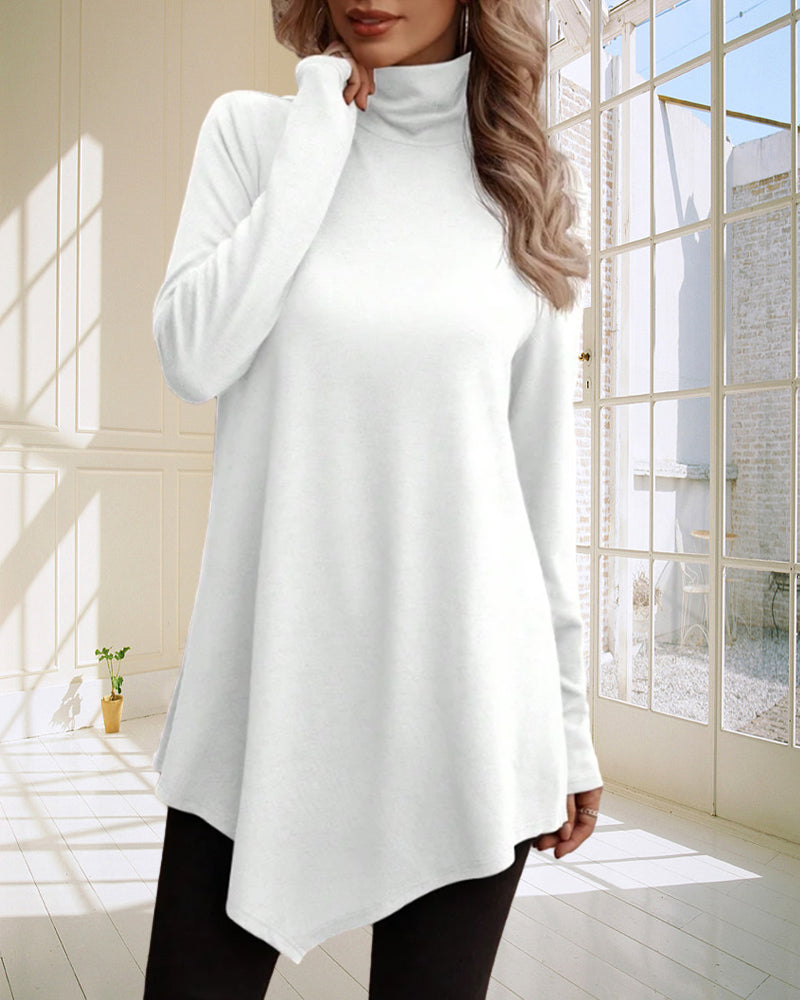 Ensfargede topper med høy hals