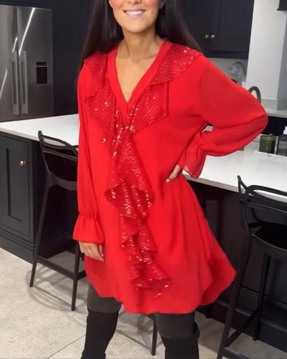 Bluse med volanger og elegant stil