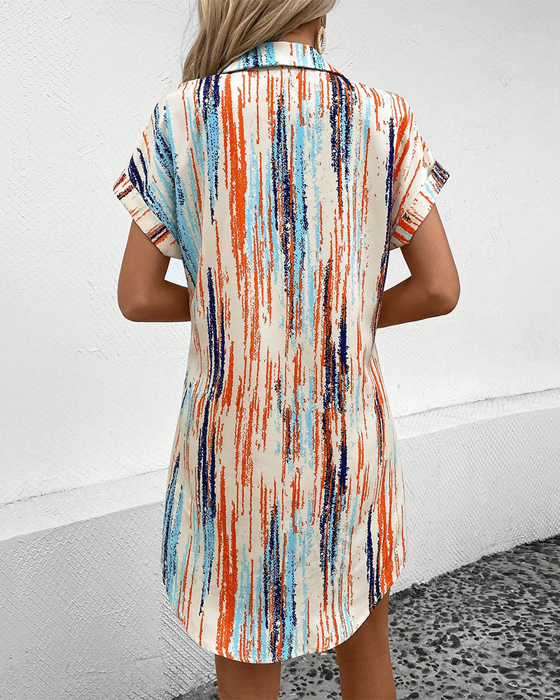 Print Kortermet skjortekjole