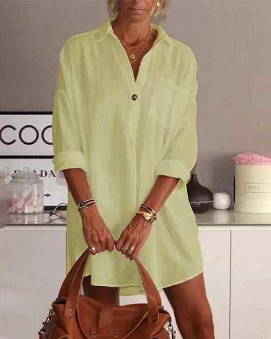 Ensfarget langermet skjorte