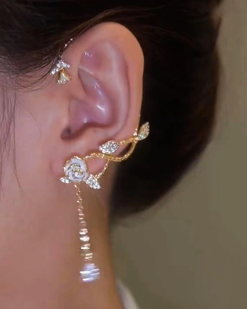 1 stk rhinestone blomsterbladmønster dusk øreklatrer