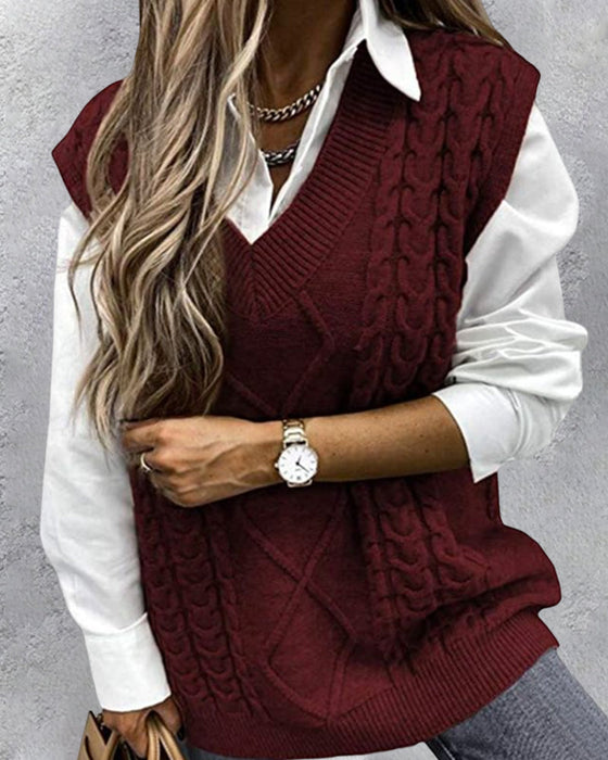 Ermeløs genservest med v-hals