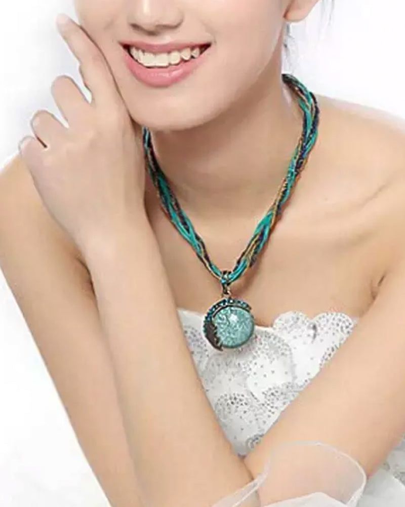 Boho håndflettet kjede med anheng