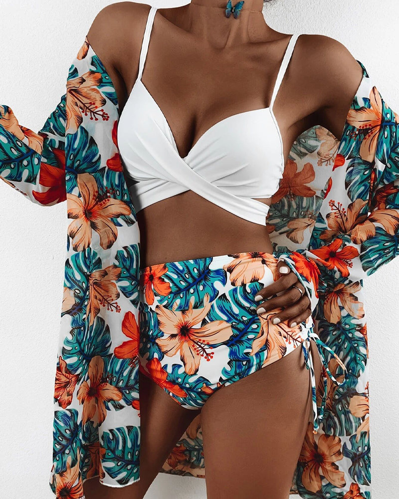 Floral Print Bikinier og Cover Ups