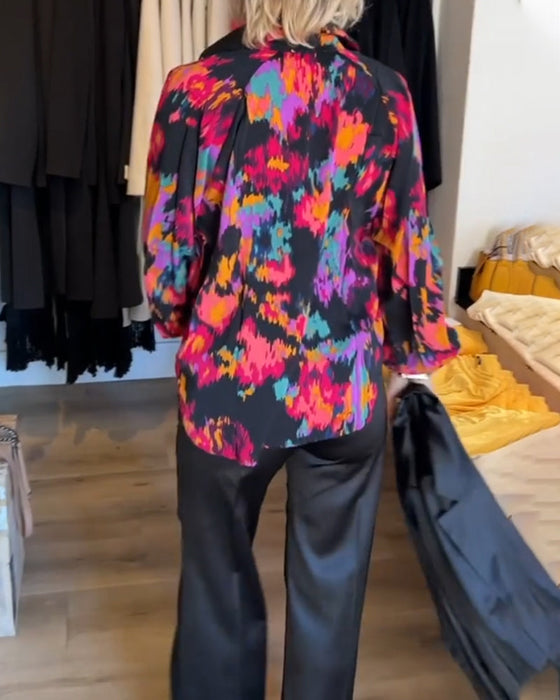 Personlig trykt elegant langermet bluse