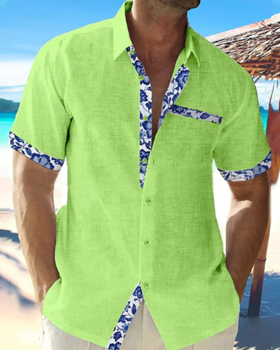 Kortermet skjorte i bomull og lin