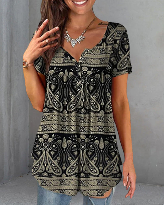 Løse V-hals med korte ermer