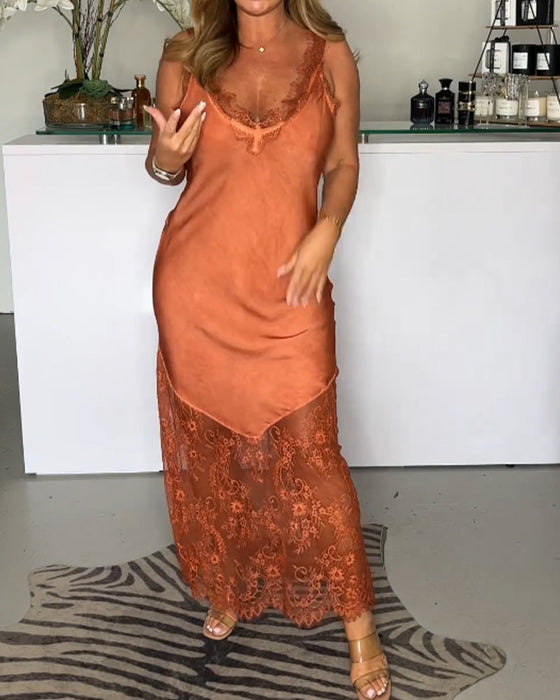 Ensfarget seleselekjole med blonder