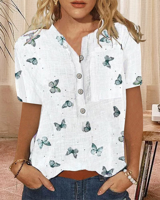 Kortermet topp med trykk