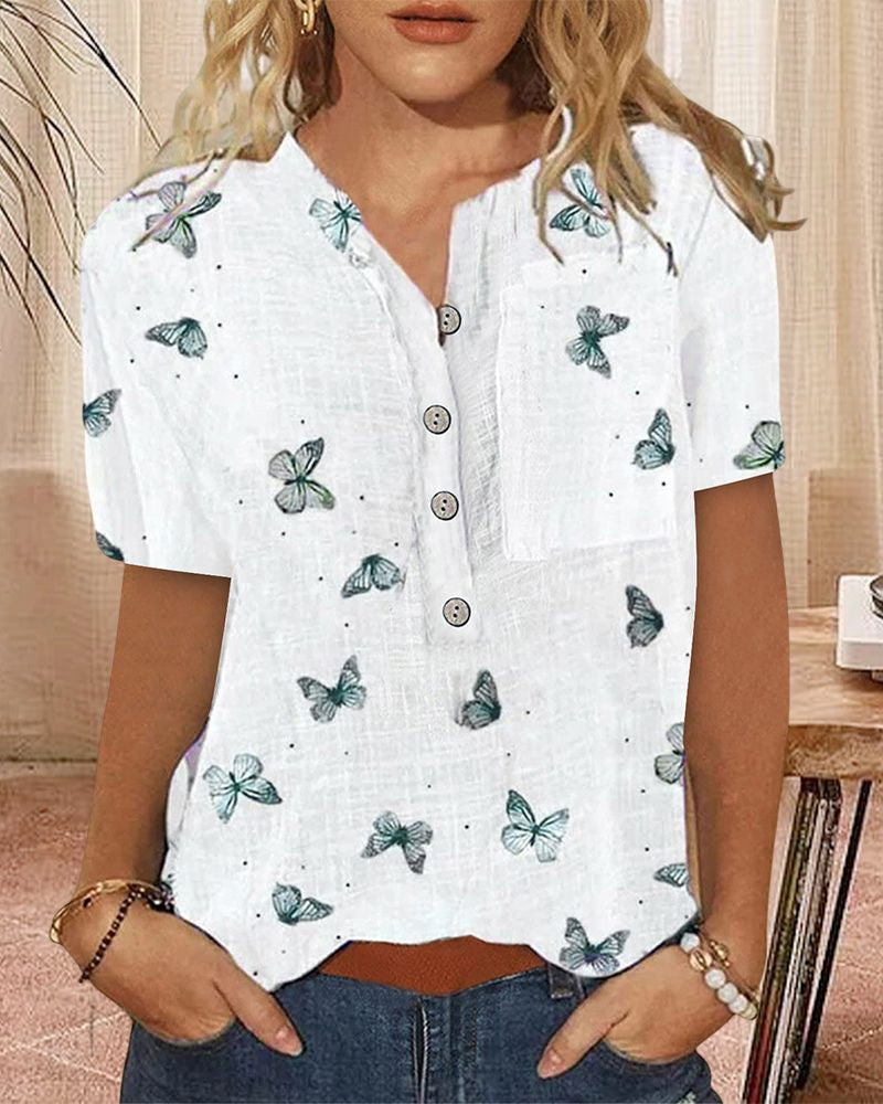 Kortermet topp med trykk