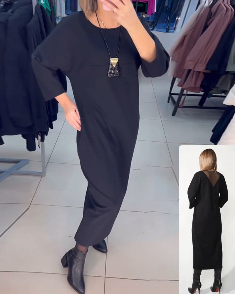 Kjole med lange ermer og lommer