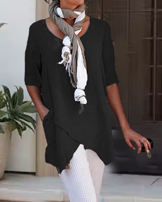 Uformell ensfarget topp for kvinner