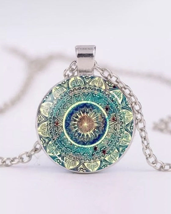 Mandala blomst halskjede sett