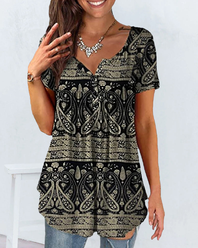 Løse V-hals med korte ermer