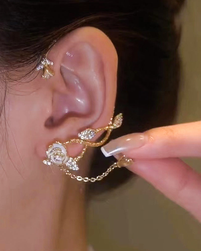 1 stk rhinestone blomsterbladmønster dusk øreklatrer