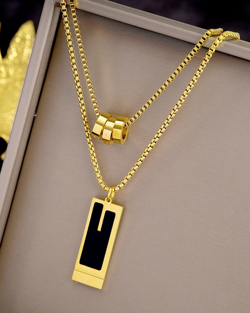 Dobbelt langt halskjede i titanstål