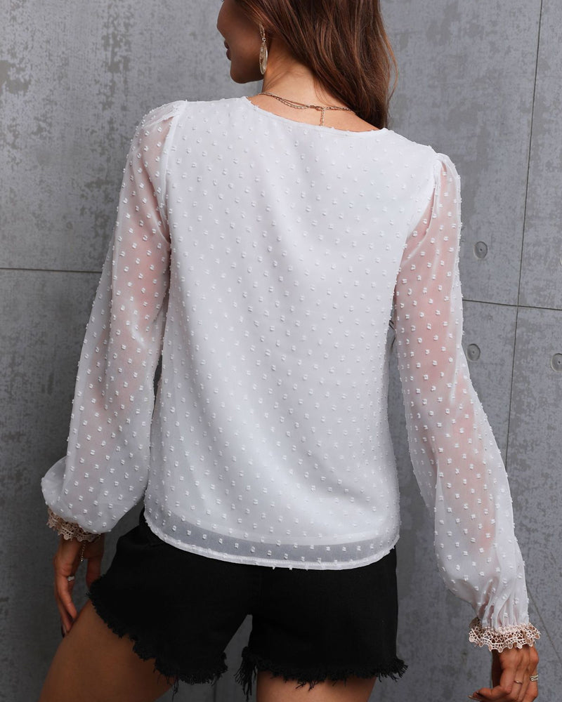 Langermet Bluser med blonder i solid farge