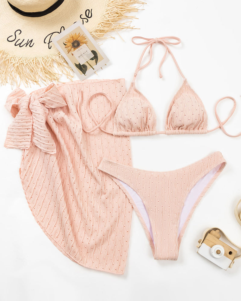 Sexy tredelt badedrakt i ensfarget