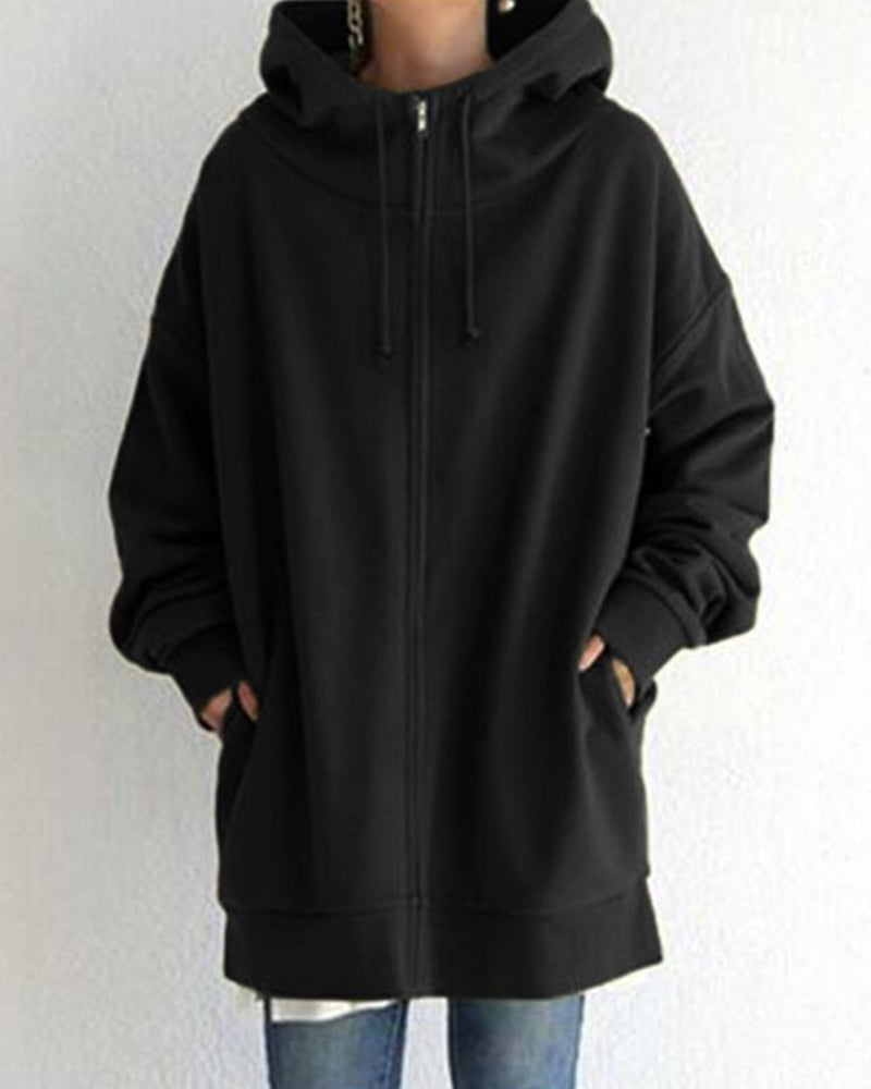 Damejakke i plussstørrelse med glidelås og lomme